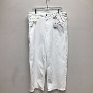 Lafayette 148 New York Womens Cropped Jeans White Pockets Wide Leg Zipper 32 New